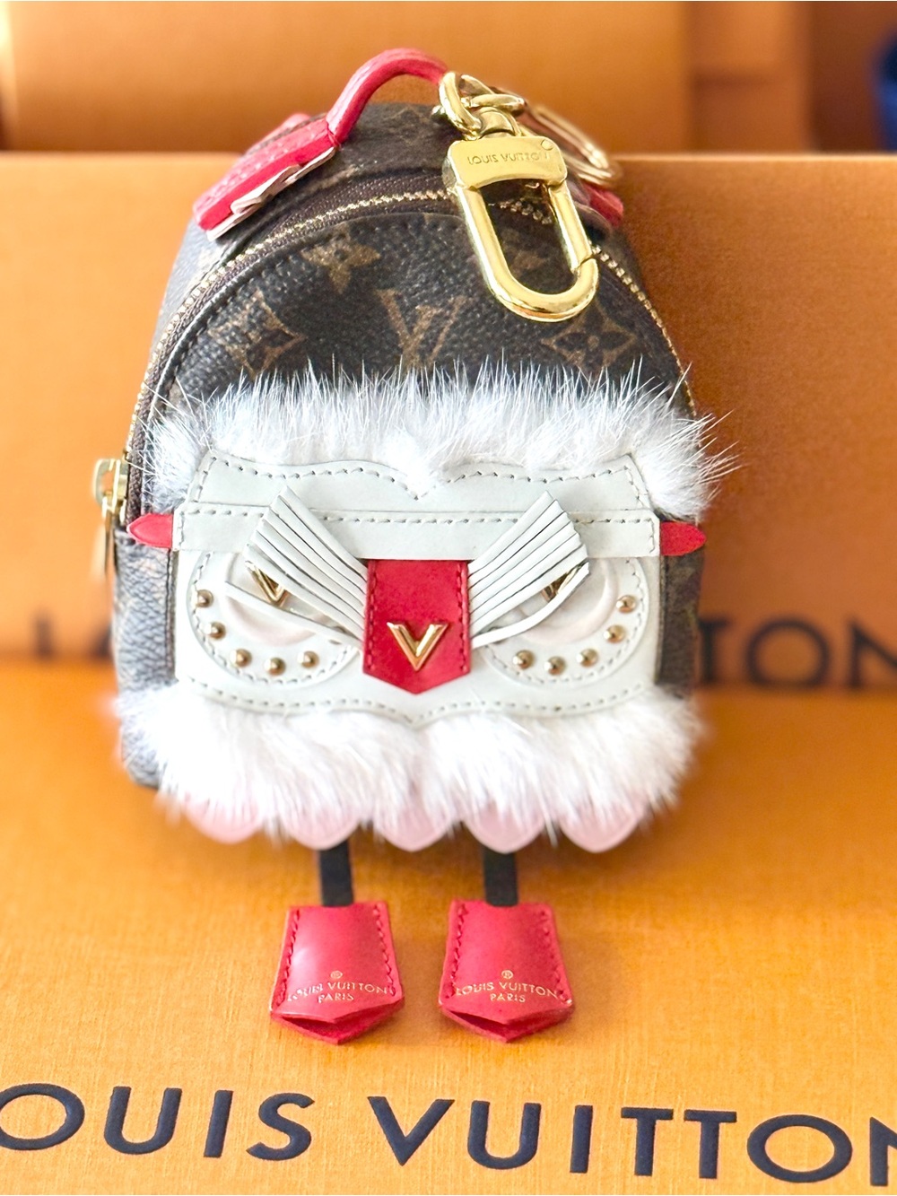 LOUIS VUITTON BIJOUX SAC WILD PUPPET BAG CHARM OWL MICRO BACKPACK